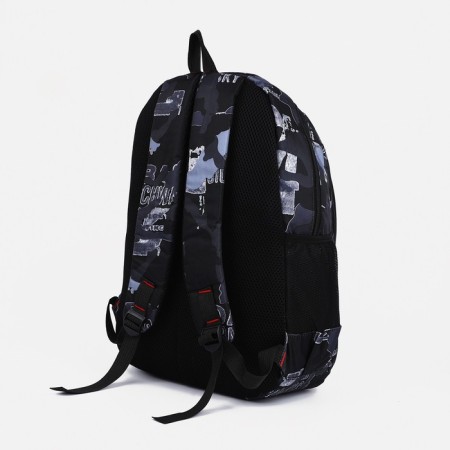 Youth backpack on lightning from textiles, 2 pockets, gray color-1