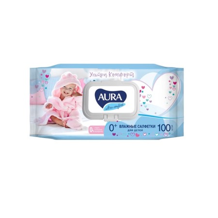 Wet napkins Aura Ultra Comfort, children, mix, 100 pcs.-1
