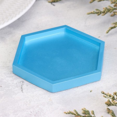 Summary "Hexagonnik. Marble" from gypsum, 9.7x1.3x1cm, blue-1