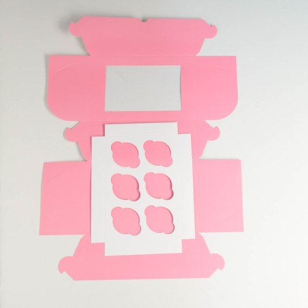 Box for 6 cupcakes with a window, pink, 25 x 17 x 10 cm-2
