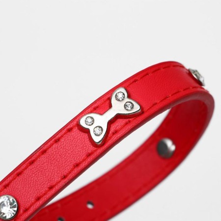The collar "Bows and Rhinets", 38 x 1.5 cm, Osh 27-33, Red-4