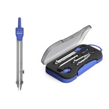 Ready -made Erich Krause University, 5 items, 140 mm, metal compass with one bending leg and maximum radius of 21.8 cm, Crunching, extension cord, holder, neck, euro suspension