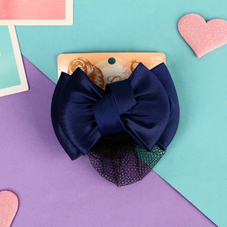 Hair machine "Bow" with a mesh for a bundle, D-10 cm, blue-2