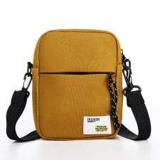 Youth bag with zipper, external pocket, mustard color
