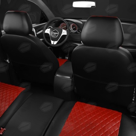 Autorekhls for Ford Kuga 2 since 2012-2016, jeep, perforation, eco-leather, red color, black-6