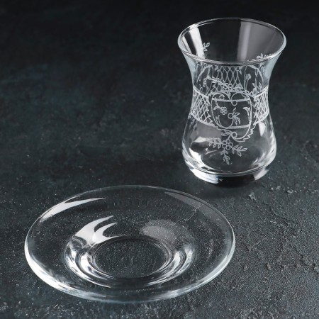 Assol Tea Service, 12 items: tea glass 160 ml 6 pcs, saucer 6 pcs-1