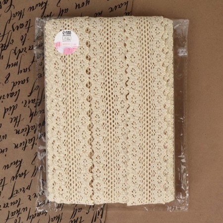Knitted lace, 45 mm × 10 ± 1 m, beige color-3