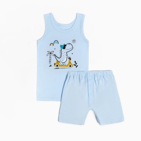 Set for a boy (T -shirt, panties), blue/dino color, height 98 cm