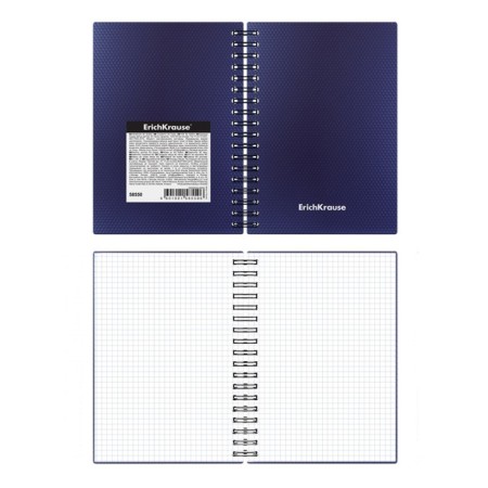 Notebook A6 (102 x 146 mm), 80 sheets in a cage on the Erichkrause Total Blue spiral, plastic cover, offset unit, white 100%, blue-1