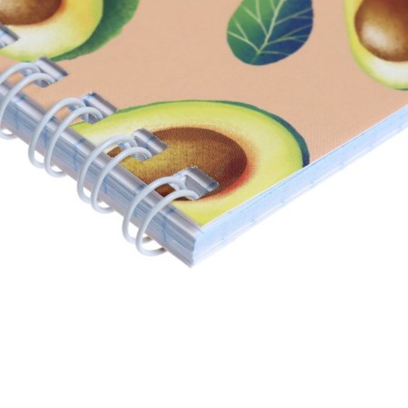 Notepad A6, 40 sheets in a cage on the rowing "Avocado", covered cardboard, mix-3