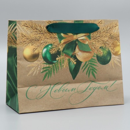 Craft horizontal package "New Year's Emerald", MS 23 x 18 x 10 cm, New Year-3