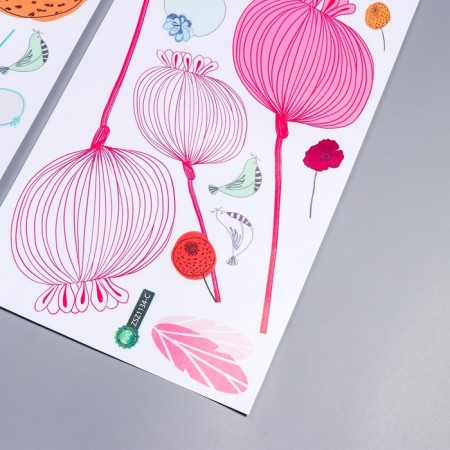 Sticking plastic interior color "Drawn flowers" 30x60 cm set 2 sheets-2