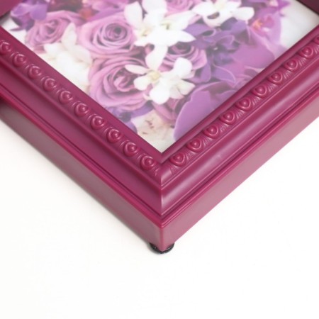 Photo frame-collage "Love" in 3 photos, burgundy (plastic screen)-1