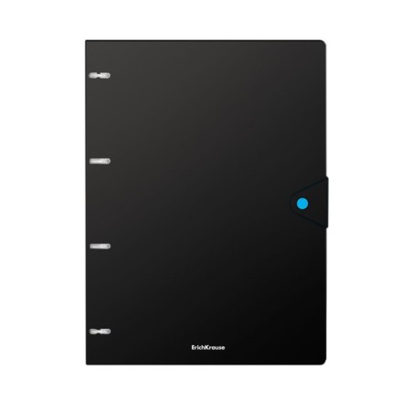 Notebook on A4 rings, 80 sheets in a cage, Erichkrause Accent, with a plastic cover on a button, an offset block, mix-4