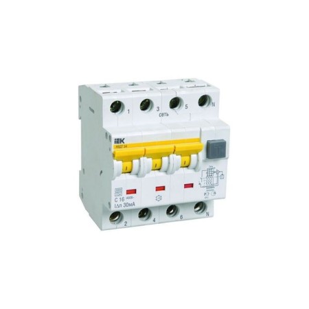 Diff. Automat IEK, 3 P + N, 4 mod., C 16 A, 30 mA, type A, 6 KA, AVDT-34, MAD22-6-016-C-30