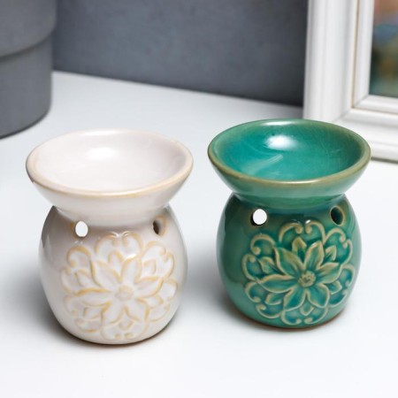 Aroma lamp ceramics "Flower and curls" mix 7.5x7x7 cm