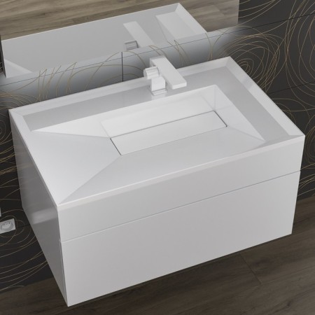 Snow -out sink uperwood lotus, 80 cm, rectangular, white glossy