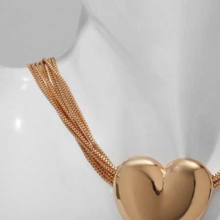 The necklace "chain" is voluminous heart, 8 threads, color gold, 38 cm-2