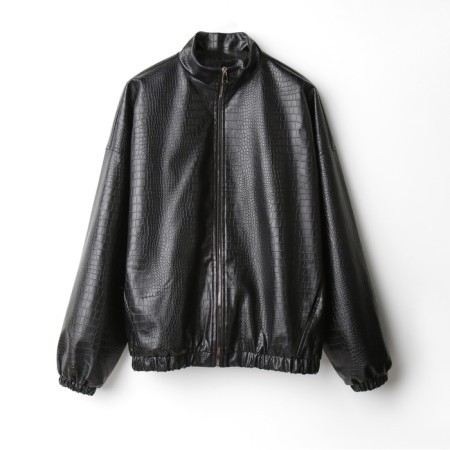 Bombber (jacket) Women's minku: Eco leather Black color, river 42-7