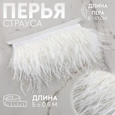 Braid with ostrich feathers, 8-10 cm, 5 ± 0.5 m, white color