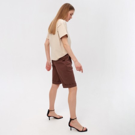 Shorts Women Bermuda Minaku: Enjoy, Chocolate Color, Rr. 46-1