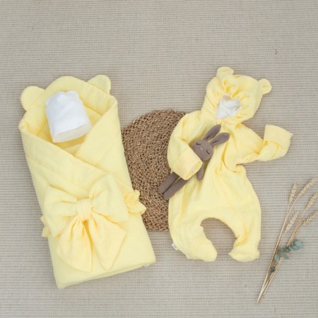 Kinderlitto “Muslin” discharge kit, 4 items, height 50-56 cm, yellow color