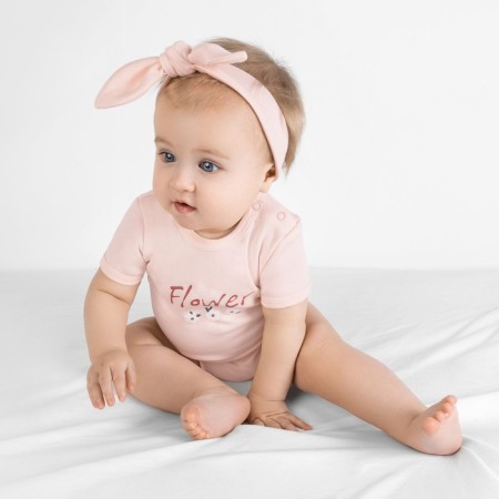 Body children's with short sleeve "Goroshinka", height 92 cm, peach color