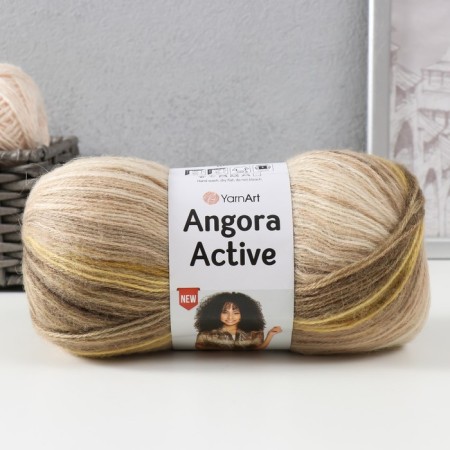 Yarn "Angora Active" 20% wool, 80% acrylic 500m/100g (843 beiga brown)