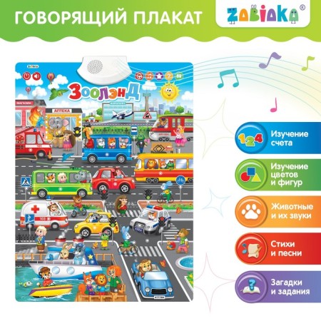 Talking electronic poster "ZOOLEND", works from batteries