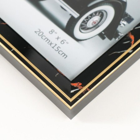 Photo frame plastic 15x20 cm "Black marble with a gold frame" 17x22 cm-2