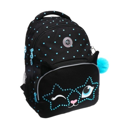 School backpack, 40 x 27 x 20 cm, Grizzly, ergonomic back, laptop department, black-1
