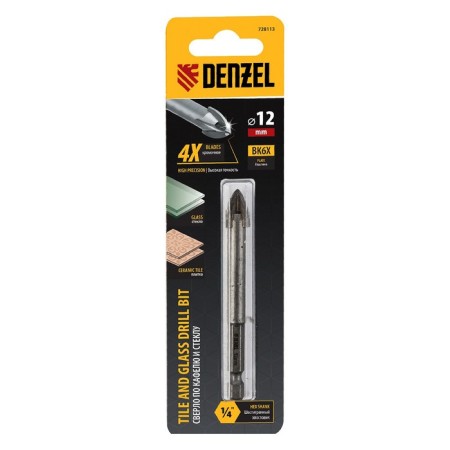 Drill on ceramic tile Denzel 728113, cross plate, 6-gr. Saar, 12 mm-2
