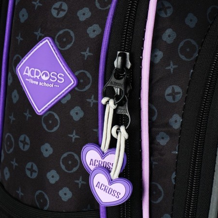 School backpack 37 x 28 x 13cm, ergonomic back, Across 557, black-8