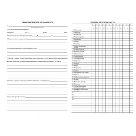 Form. Personal card of the student-1