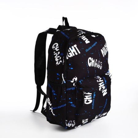 Young backpack from textiles on lightning, 3 pockets, black/blue color-2