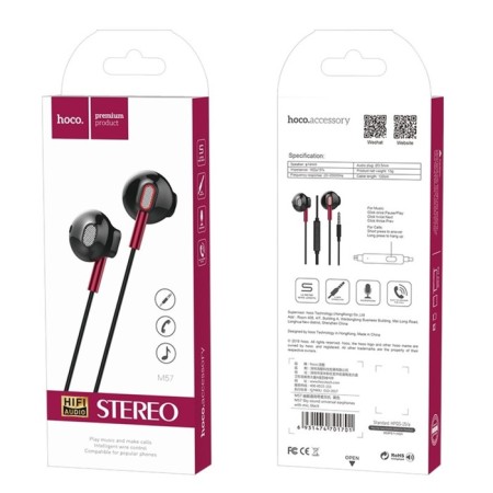 Hoco M57 headphones, wired, inserts, microphone, 1.2 m, black-5