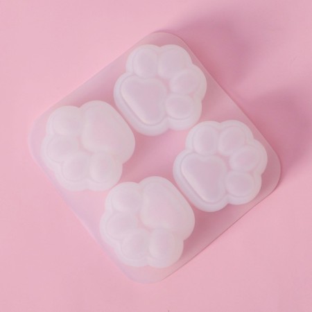 Mold Dolyana "Paws", silicone, 9.5 × 9 × 2.5 cm, cell 4 × 4 cm, white color-3