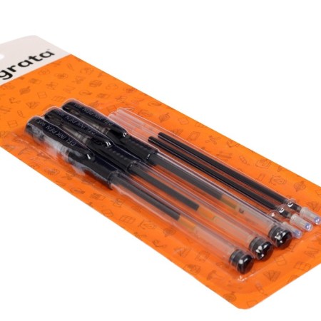 Set of gel pens, 0.5 mm, 3 pieces + 3 black rods-2