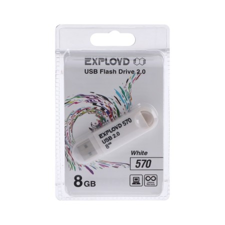 Flashka Exployd 570, 8 GB, USB2.0, Thu up to 15 MB/s, PLO up to 8 MB/s, white-1