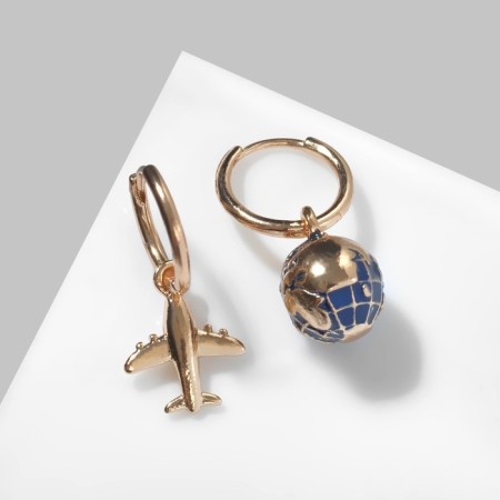 Emall Emalis "keychain" plane and planet, blue color in gold
