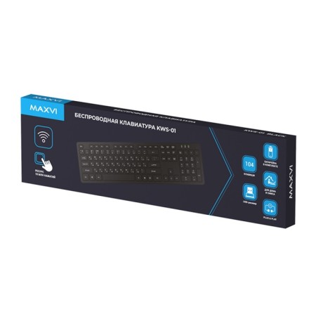 Maxvi KWS-01 keyboard, wireless, membrane, 104 clavat, USB, black-5