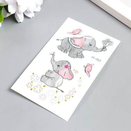 Tattoo on the body color phosphorus "animals on balls/elephants" mix 6x10.5 cm-2