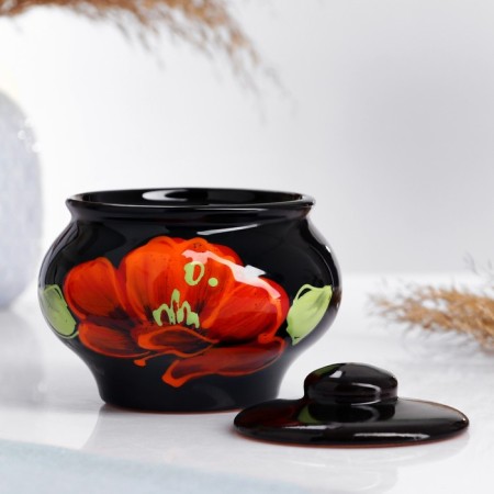 A baking pot "Russian" 0.33l / 9.5x11.2cm, Mac on black-1