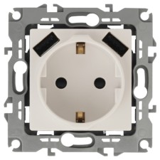 2p+E 16A-250V socket, curtains. with 2xusb 5V-3a, era12, ivory