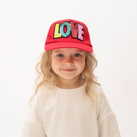 Cap for the girl Minaku "Love" color red, rr 52