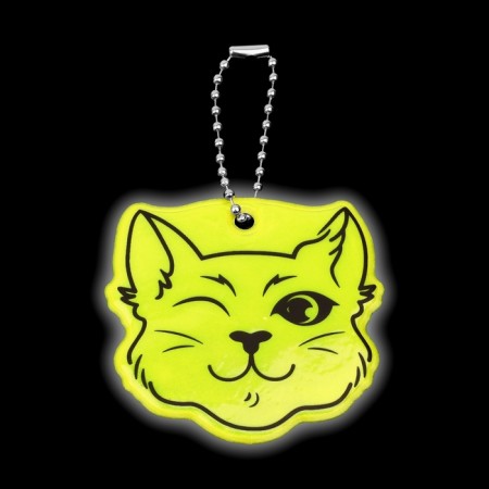 The reflective element "Cat Cunning", bilateral, 6 × 5.9 cm, color mix-3