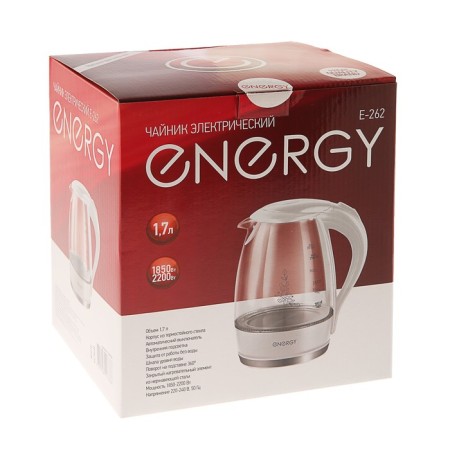 Electric kettle Energy E-262, glass, 1.7 l, 2200 watts, white-8