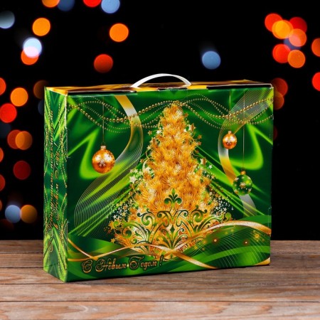 Gift box "Festive silk" in green 29 x 9 x 25 cm-1