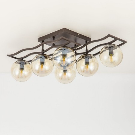 Ceiling chandelier Citilux "Breeze" CL106265, 67.5x33x23 cm, 6x60W, E14, brown color-6