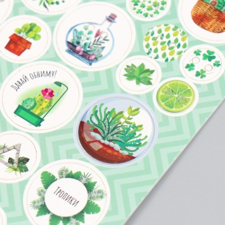 Decor for creativity cardboard "Chips and buttons. Green" 24 pcs 13x16.5 cm-3